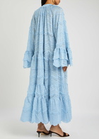 Lug Von Siga Donna Ruffled Cotton-blend Maxi Dress Blue
