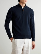 Kingsman - Wade Merino Wool and Cashmere-Blend Half-Zip Sweater - Blue