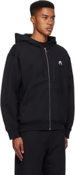 Marine Serre Black Moon Logo Fleece Zipped Hoodie