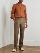De Petrillo - Camp-Collar Linen Shirt - Orange
