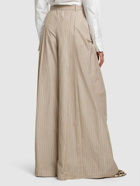 ALBERTA FERRETTI Striped Poplin Belted Wide Pants