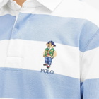 Polo Ralph Lauren Men's Varsity Bear Stripe Rugby Shirt in Campus Blue/White