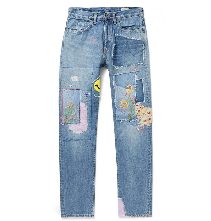 Photo: KAPITAL - Appliquéd Distressed Denim Jeans - Blue