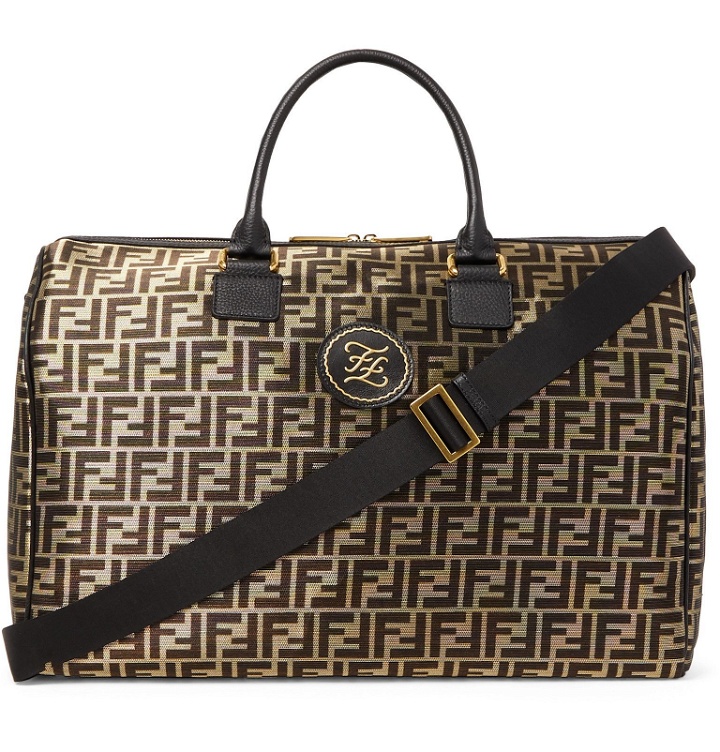 Photo: Fendi - Leather-Trimmed Logo-Jacquard Canvas Duffle Bag - Brown