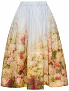 ZIMMERMANN - Luminosity Print Linen & Silk Midi Skirt