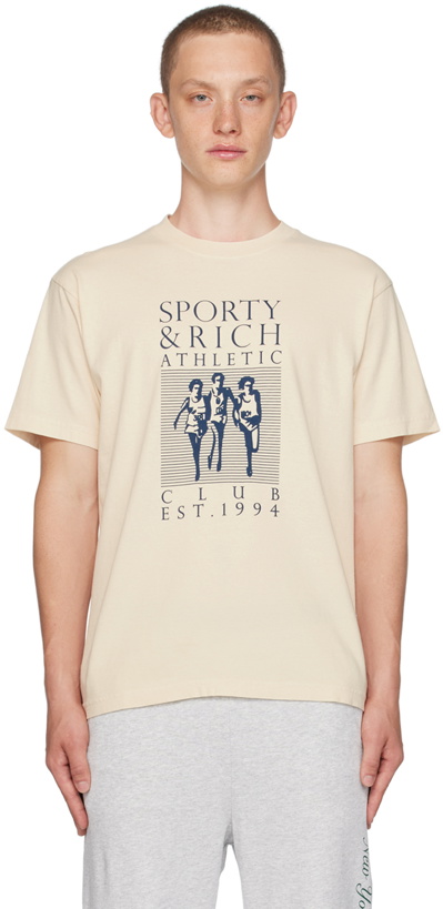 Photo: Sporty & Rich Beige Printed T-Shirt