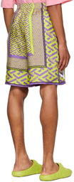 Versace Green 'La Greca' Shorts