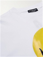 BALENCIAGA - Oversized Embroidered Printed Organic Cotton-Jersey T-Shirt - White - M