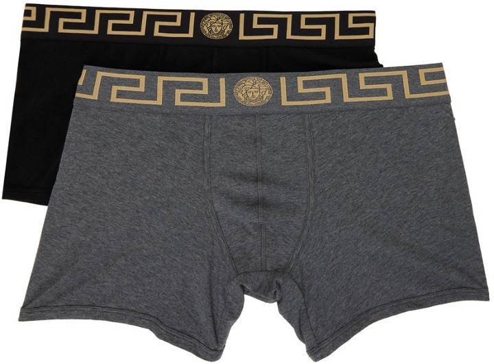 Photo: Versace Underwear Black Long Greca Border Boxer Briefs