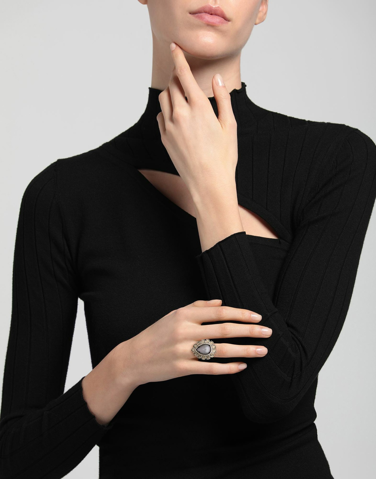 Alberta Ferretti Womens Ring in Gunmetal