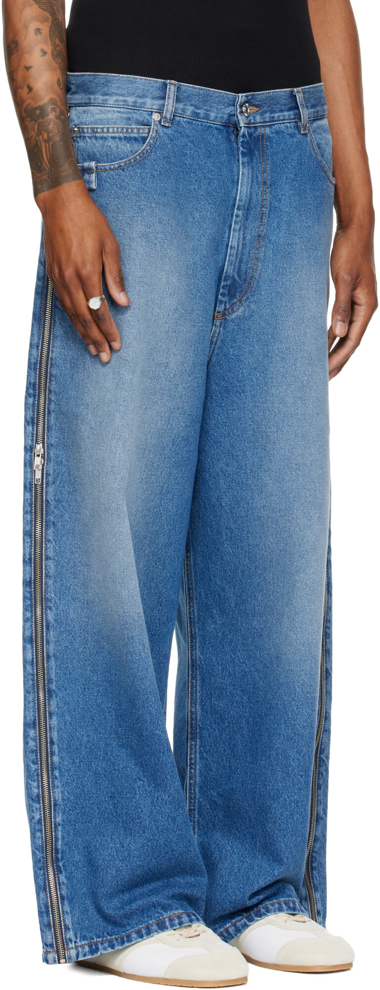 LU'U DAN Blue Side Zip Jeans