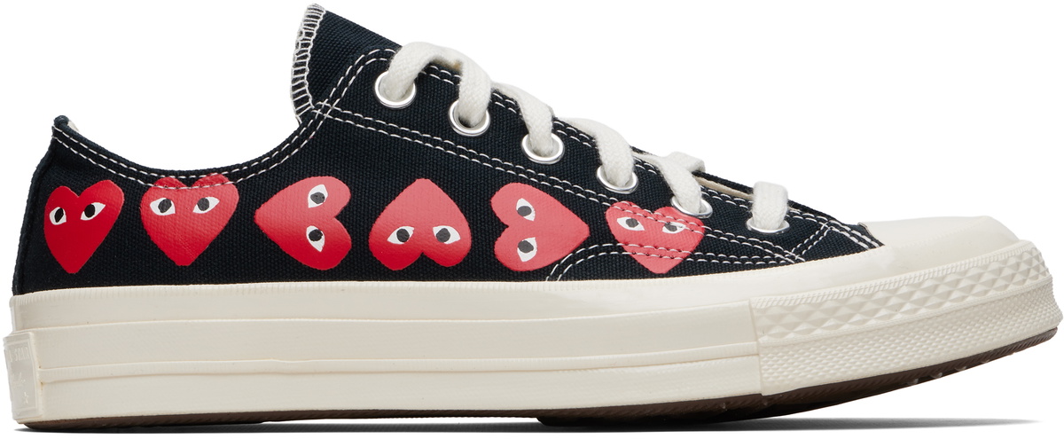 COMME des GARÇONS PLAY Black Converse Edition Chuck 70 Multi Heart Sneakers