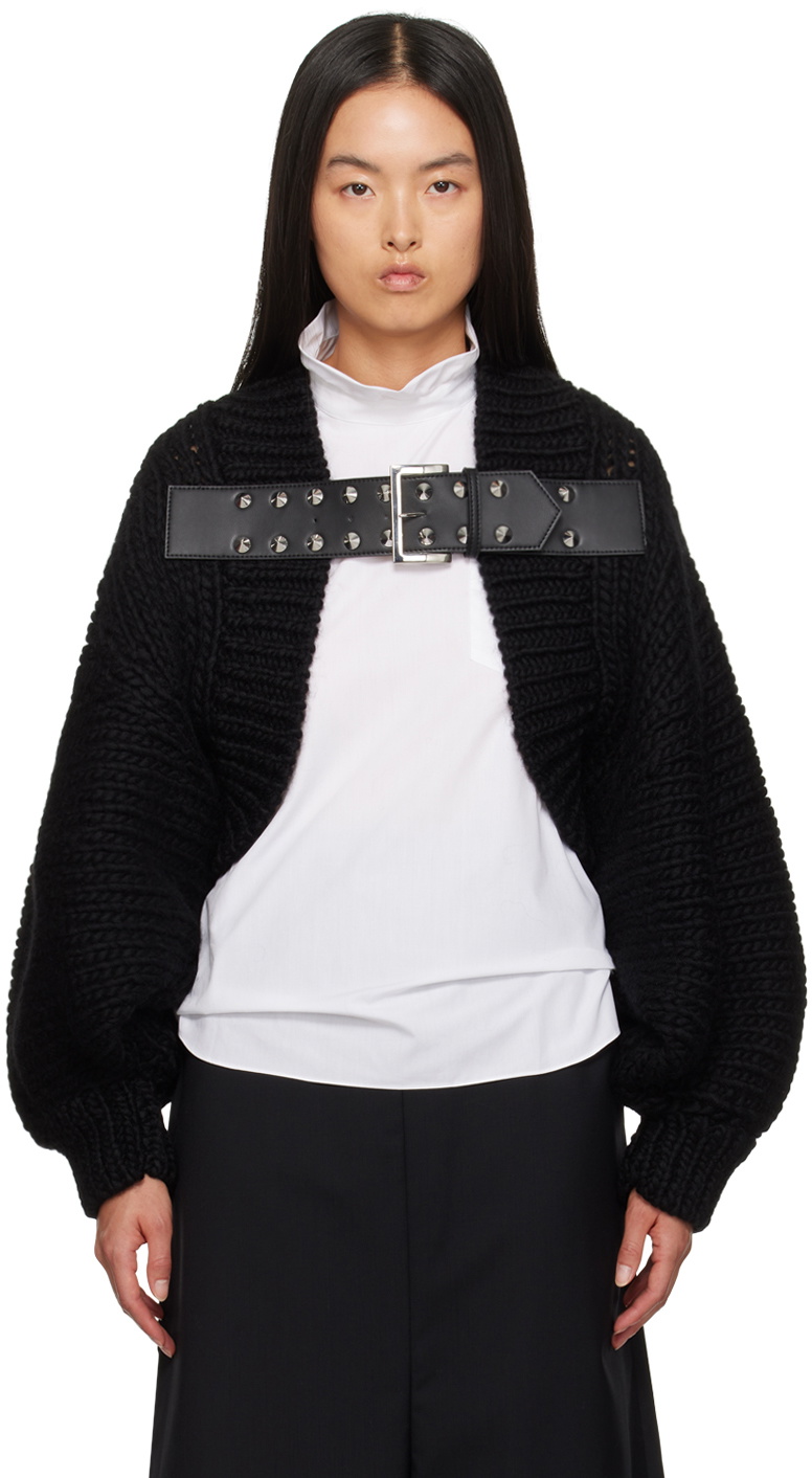 Junya Watanabe Black Wool Roving Hand Knitting Cardigan