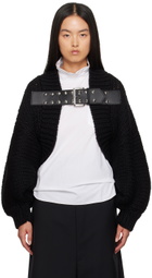 Junya Watanabe Black Wool Roving Hand Knitting Cardigan