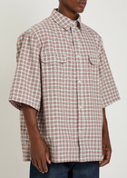 Willy Chavarria Corcoran Checked Twill Shirt Red And White