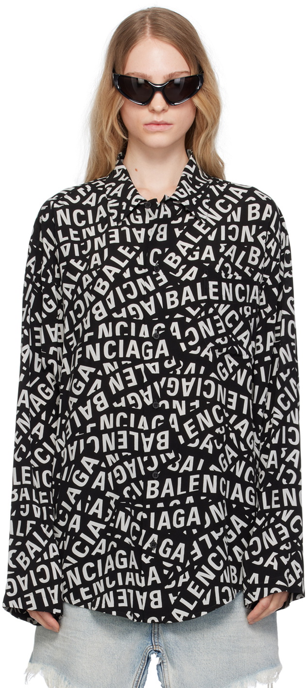 Balenciaga Black & Gray Strips Minimal Shirt Balenciaga