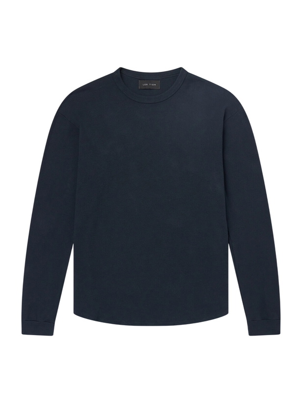 Photo: Les Tien - Waffle-Knit Cotton-Blend Sweater - Black