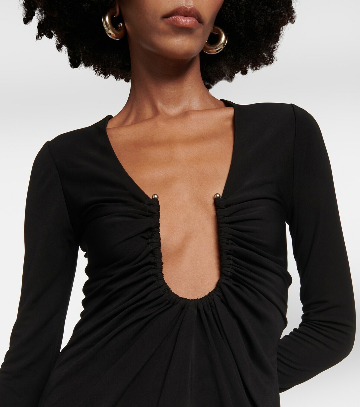 christopher esber gathered draped jersey maxi dress Christopher Esber, Fusion gathered jersey and crpe maxi dress, Women, Black, XS, Dresses, Materialmix