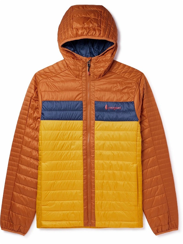 Photo: Cotopaxi - Capa Logo-Print Quilted Recycled-Nylon Ripstop Hooded Jacket - Orange