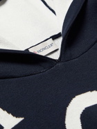 Moncler - Logo-Jacquard Cotton-Blend Hoodie - Blue