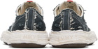 Maison MIHARA YASUHIRO Black 'Peterson23' OG Sole Ripped Overdye Canvas Sneakers