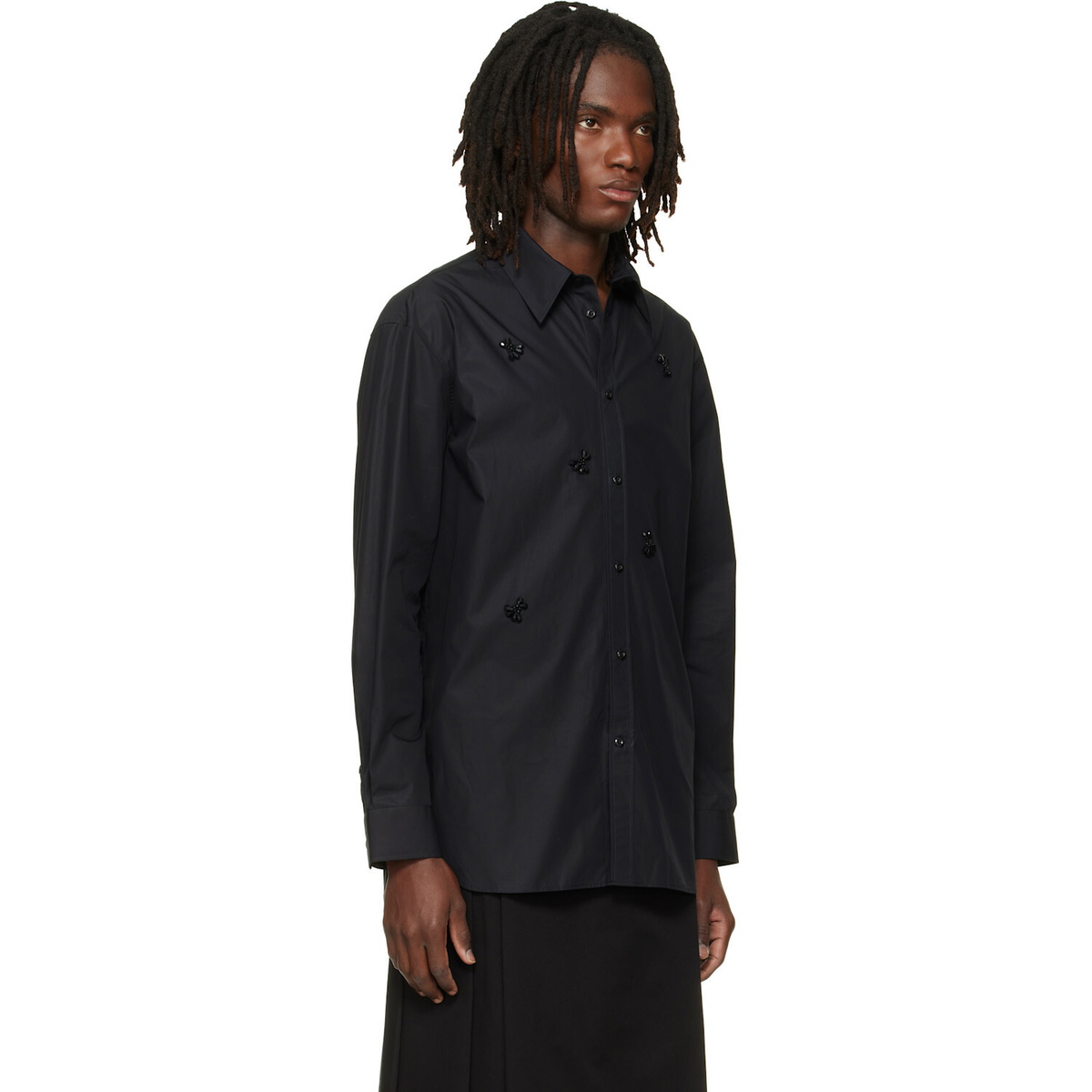 Simone Rocha Black Turbo Beaded Easy Shirt