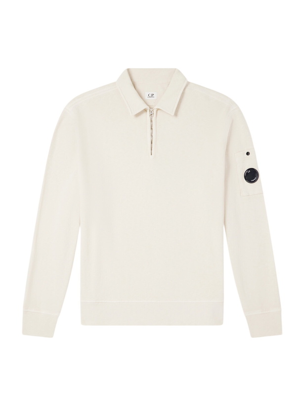 Photo: C.P. Company - Logo-Appliquéd Cotton Half-Zip Sweater - Neutrals
