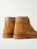 Maison Margiela - Artist Leather-Trimmed Suede Lace-Up Boots - Brown