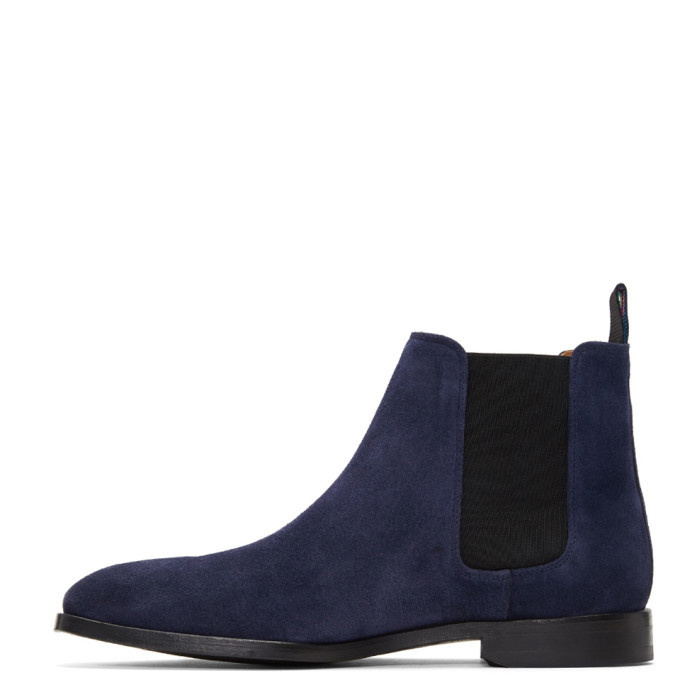 PS Paul Smith Blue Suede Gerald Chelsea Boots PS by Paul Smith