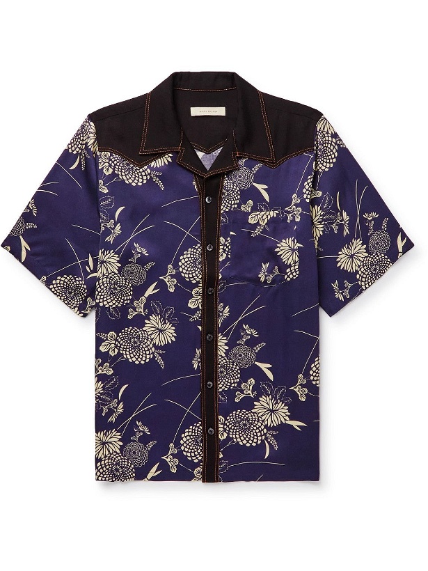 Photo: Wales Bonner - Highlife Camp-Collar Twill-Trimmed Printed Voile Shirt - Blue