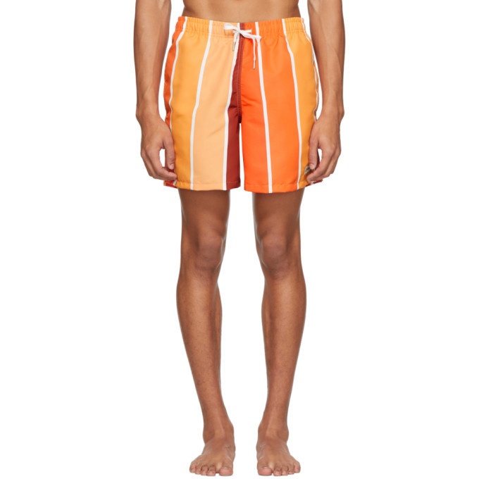 Photo: Bather Orange Striped Gradient Swim Shorts
