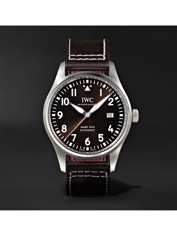 Photo: IWC Schaffhausen - Pilot's Mark XVIII Antoine de Saint Exupéry Edition Automatic 40mm Stainless Steel and Leather Watch, Ref. No. IW327003