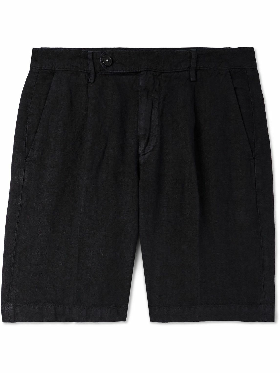 Massimo Alba - Alaccia Straight-Leg Pleated Linen Shorts - Black