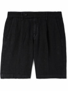 Massimo Alba - Alaccia Straight-Leg Pleated Linen Shorts - Black