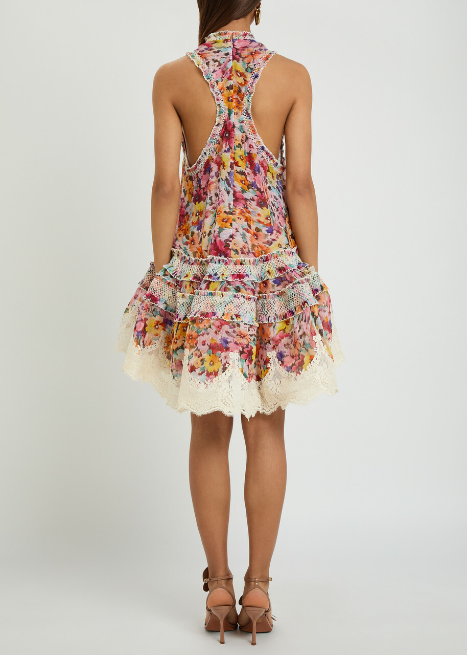 Zimmermann Luna Floral-print Linen and Silk-blend Mini Dress Multicoloured