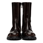 Dries Van Noten Brown Patent Zip-Up Boots