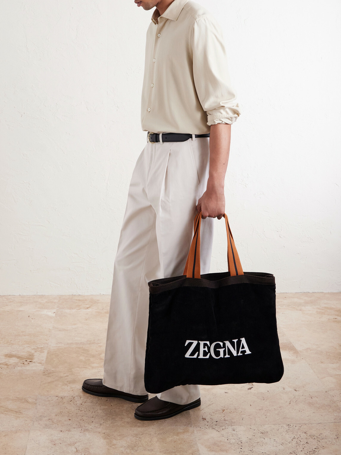 Zegna - Logo-Embroidered Cotton-Terry Beach Towel Tote Bag