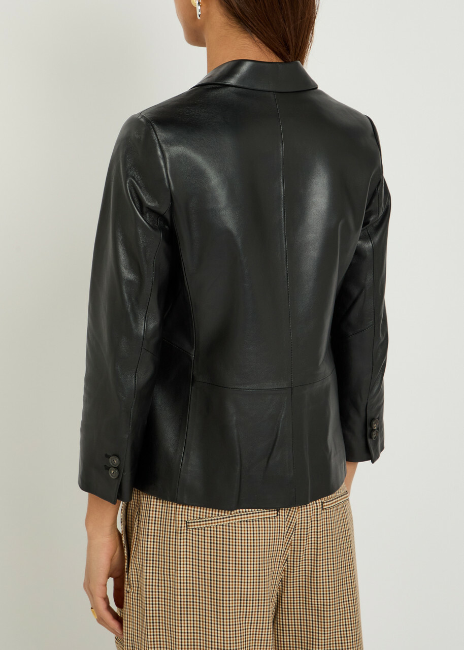 Vince Shrunken Leather Blazer Black