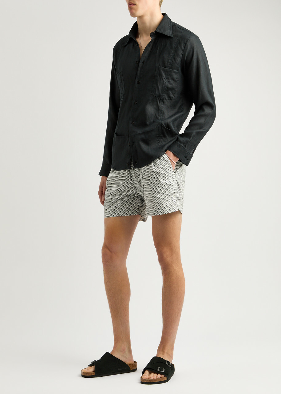 Gusari The London Printed Shell Swim Shorts Grey