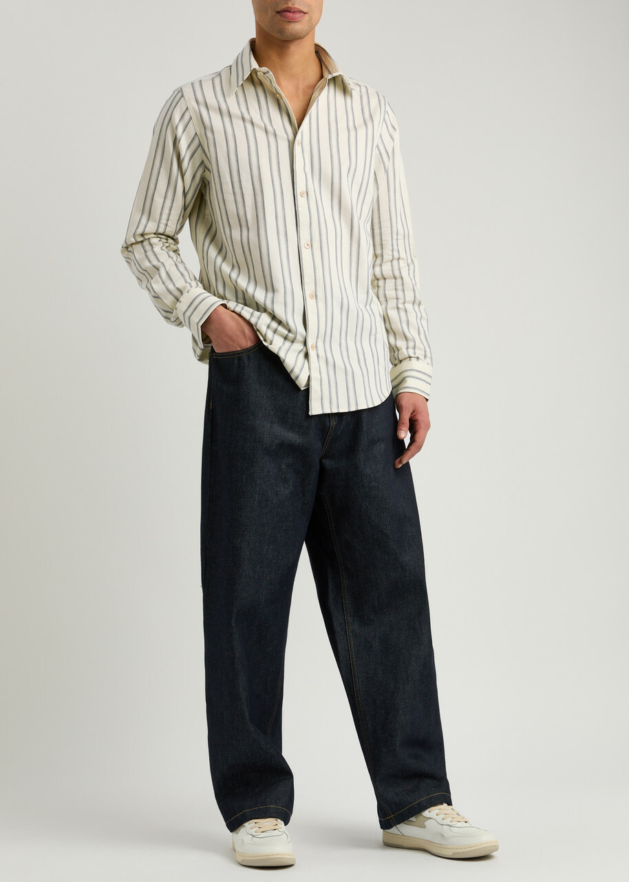 NN07 Colby Striped Cotton Shirt White