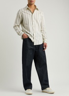 NN07 Colby Striped Cotton Shirt White