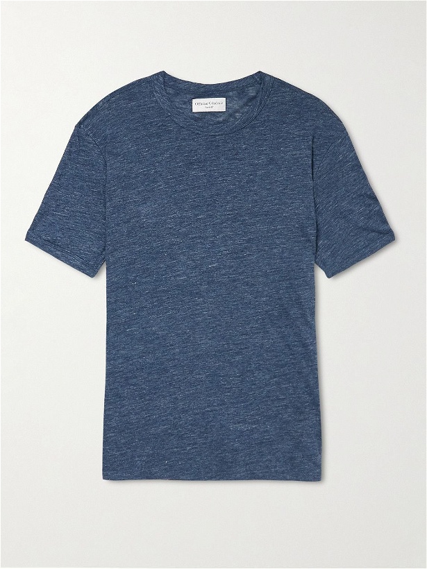 Photo: Officine Générale - Slim-Fit Garment-Dyed Linen T-Shirt - Blue