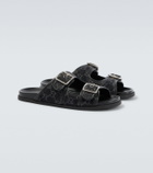 Gucci GG leather-trimmed canvas slides