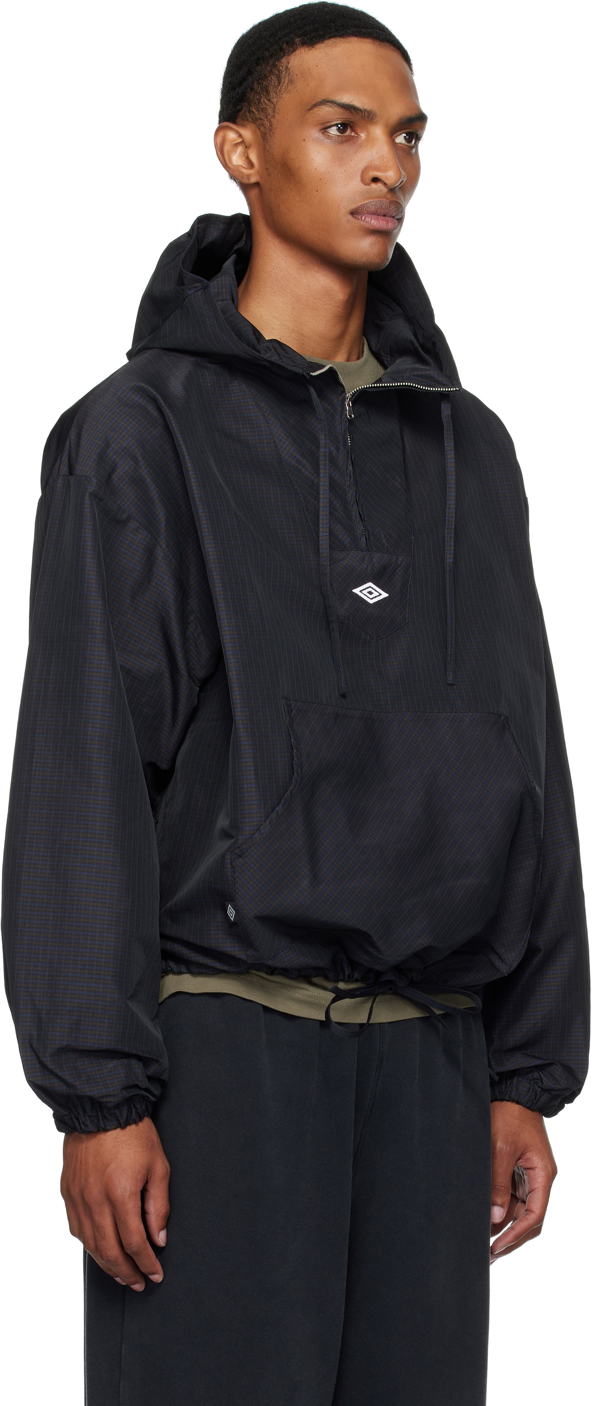 a　UMBRO×JOURNALSTANDARD WarmUpAnorak Umbro Brown & Navy Check Mask Anorak Umbro