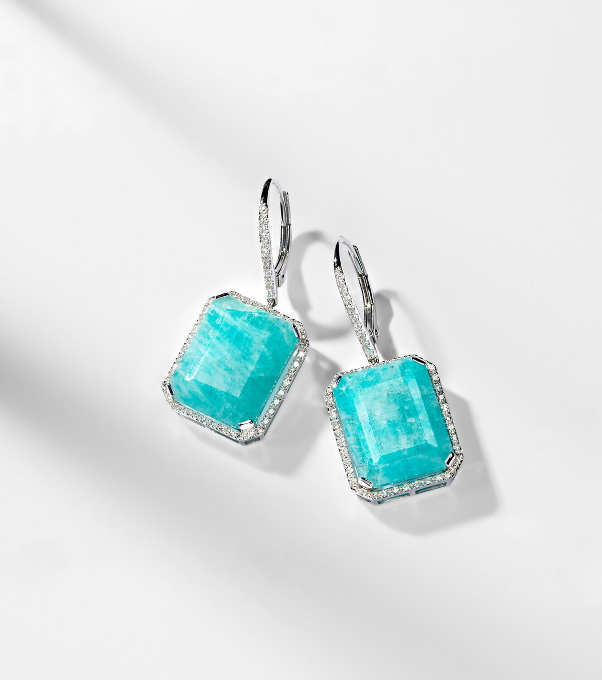 Shay Jewelry 18kt white gold earrings with amazonite and diamonds