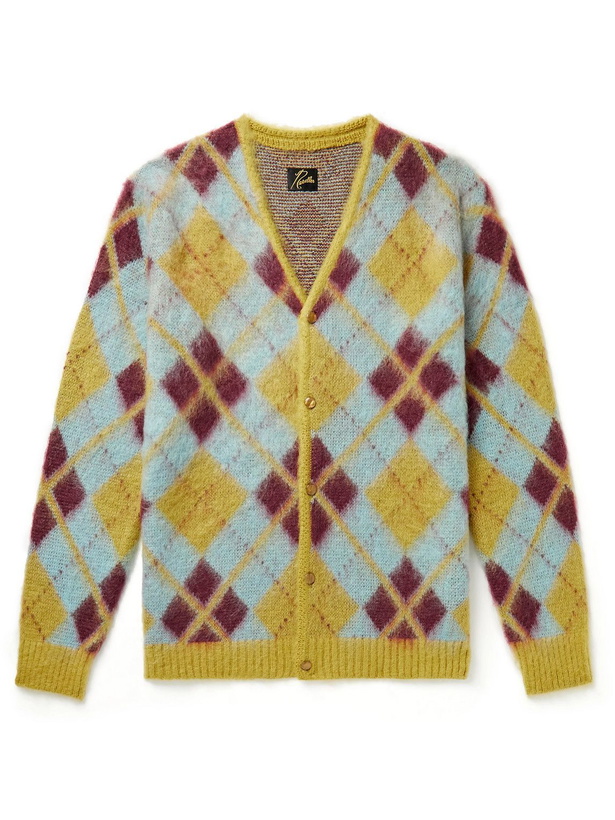 Photo: Needles - Argyle-Jacquard Mohair-Blend Cardigan - Yellow