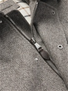 Purdey - Field Leather-Trimmed Herringbone Wool Parka - Gray