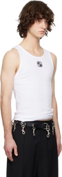 VETEMENTS White Biker Cross Logo Tank Top