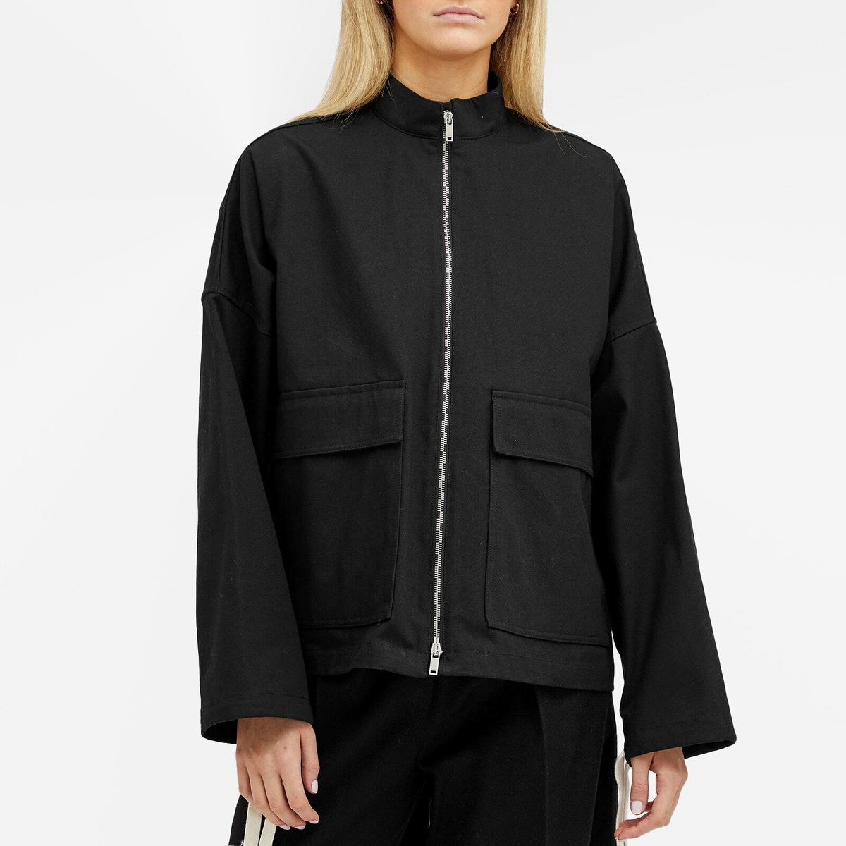 Jil Sander+ Women's Zip Front Utility Jacket in Black Jil