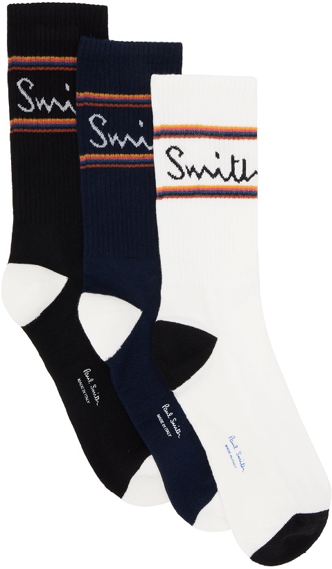 Photo: Paul Smith Three-Pack Multicolor Mainline Sport Socks